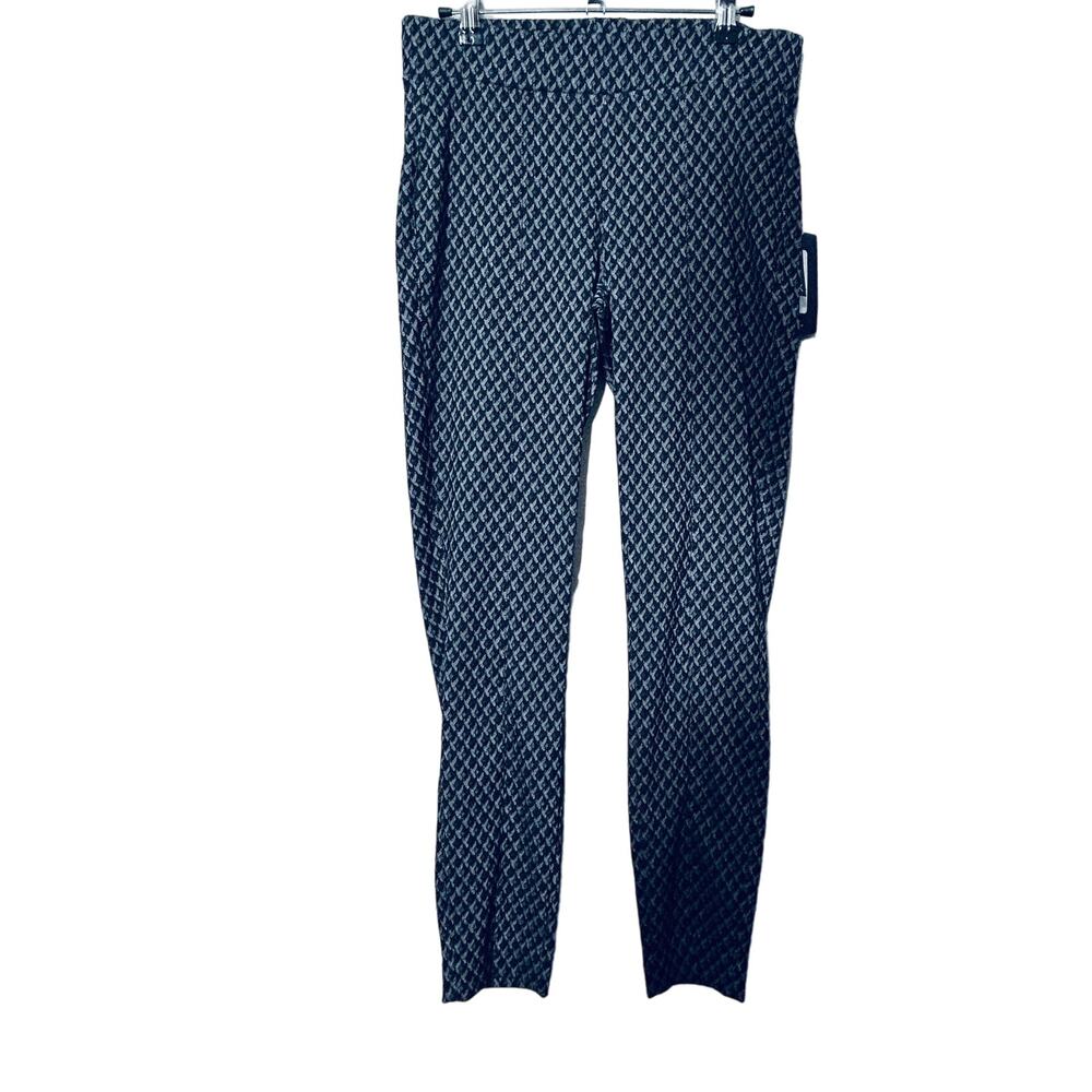 NYDJ Charcoal Diamond Printed Tummy Control Pull-On High Rise Pants Size 2 NWT - Picture 3 of 8